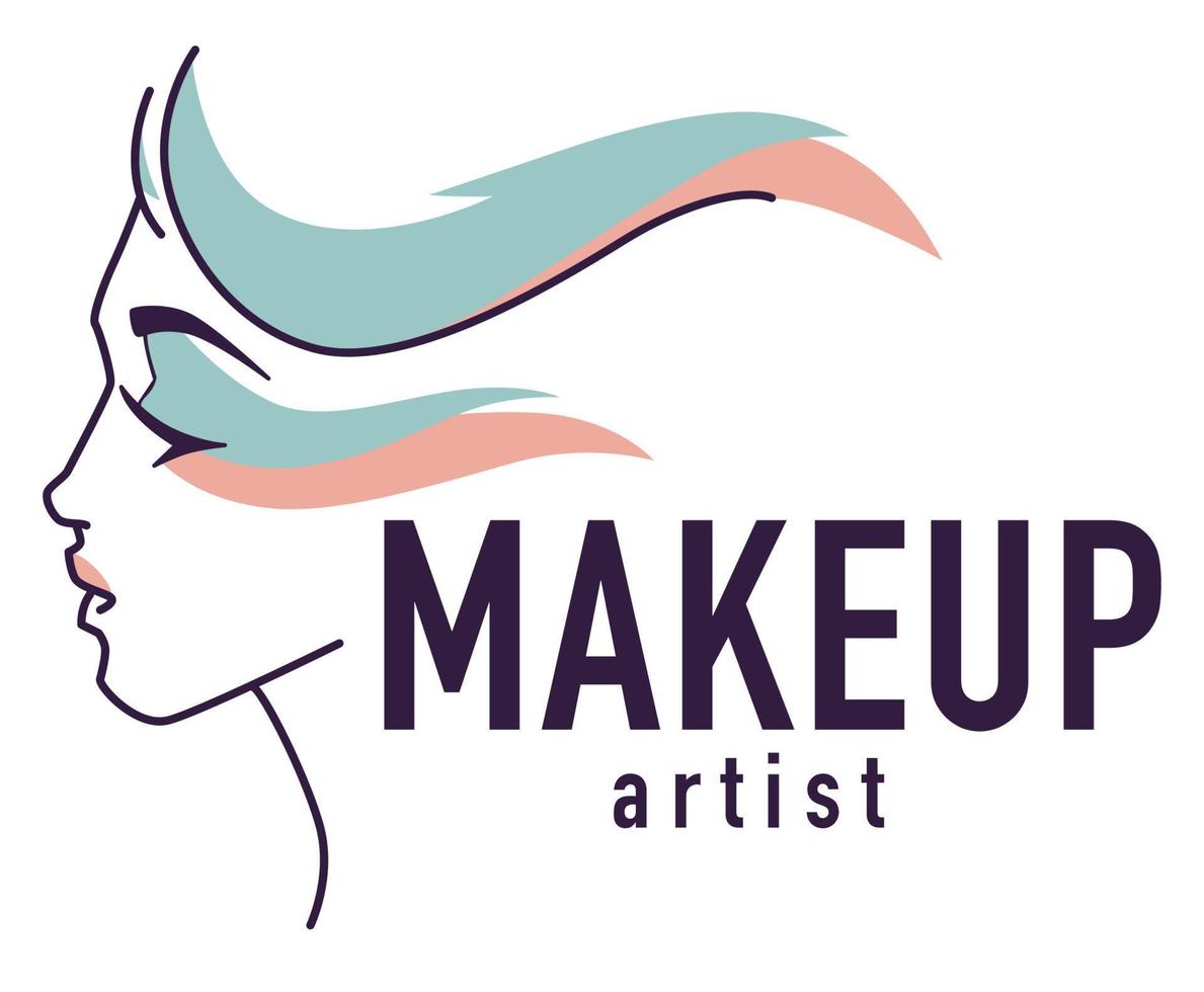 Makeup artist, emblem logo of studio or workshop vector