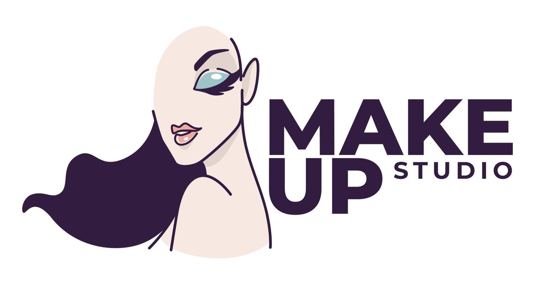 Makeup studio, beauty and fashion salon emblem vector