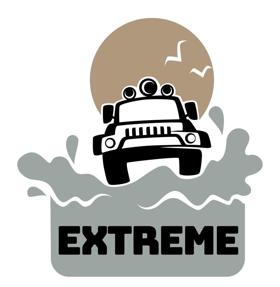 Extreme off road adventure, jeep and splashes vector