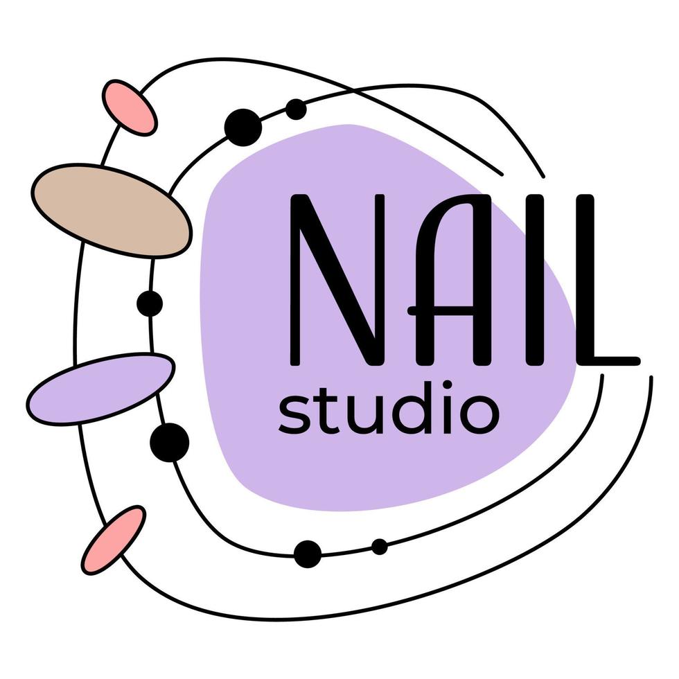 Nail studio emblem with color designs samples vector