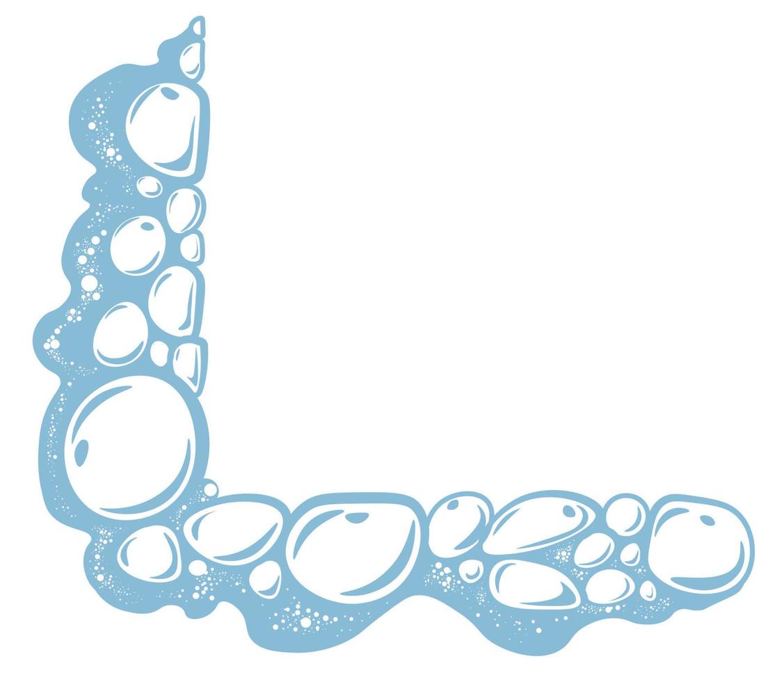 agua espumosa con burbuja, marco de la esquina inferior izquierda vector