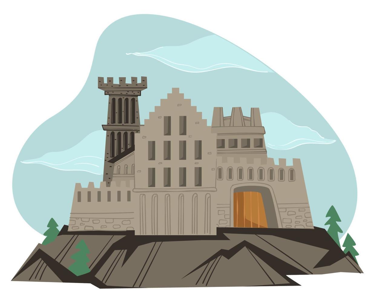 Fortification or medieval castle of stone vector