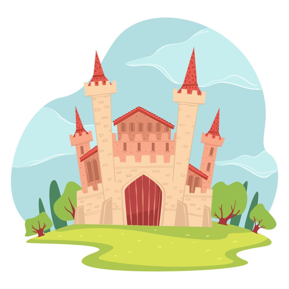 Fairy tale castle or medieval fortress sights vector