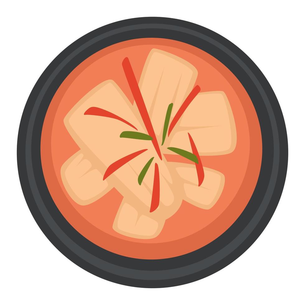 Chinese or japanese food, seafood soup in bowl vector