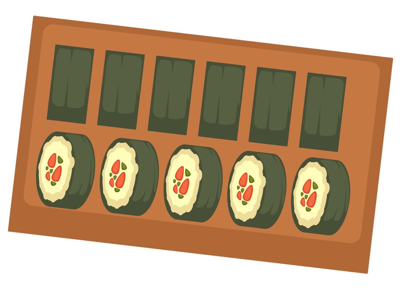 Japanese sushi served on plate in Asian cuisine vector