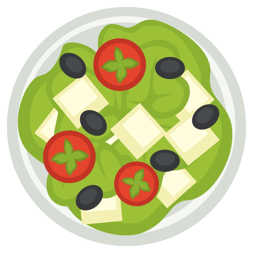 Greek salad with feta, leaves and tomatoes slices vector