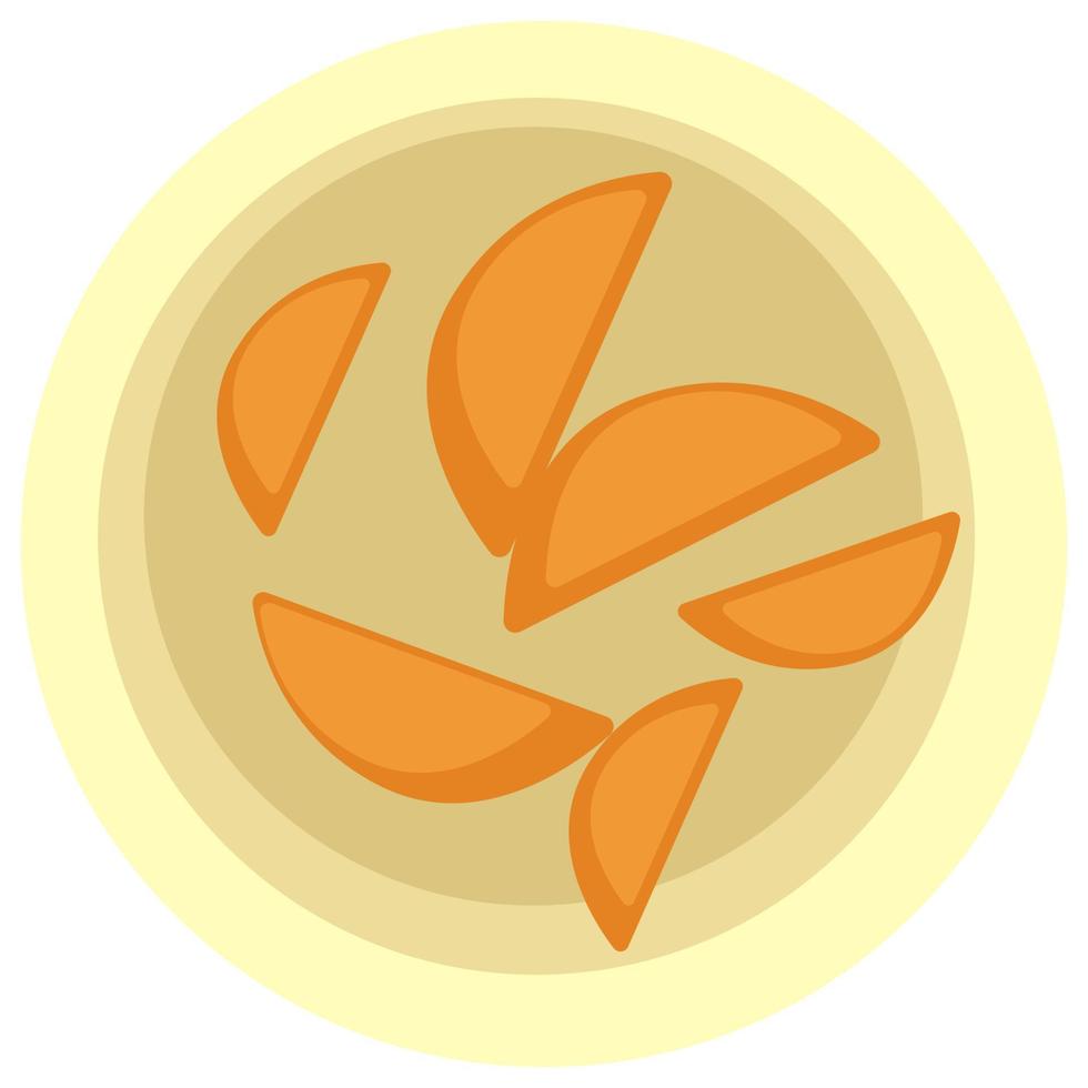 Plate with sliced apples, healthy nutrition vector