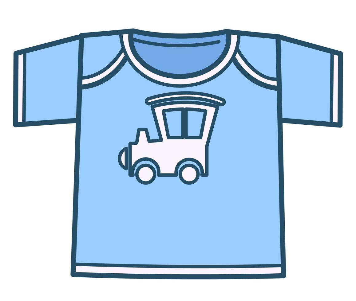 camiseta infantil con coche o locomotora, ropa para niños vector