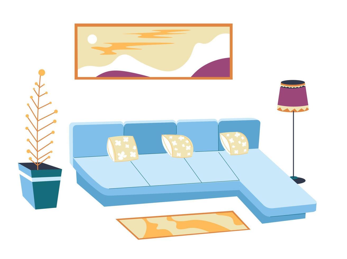 Living room or lounge interior design, contemporary dwelling vector