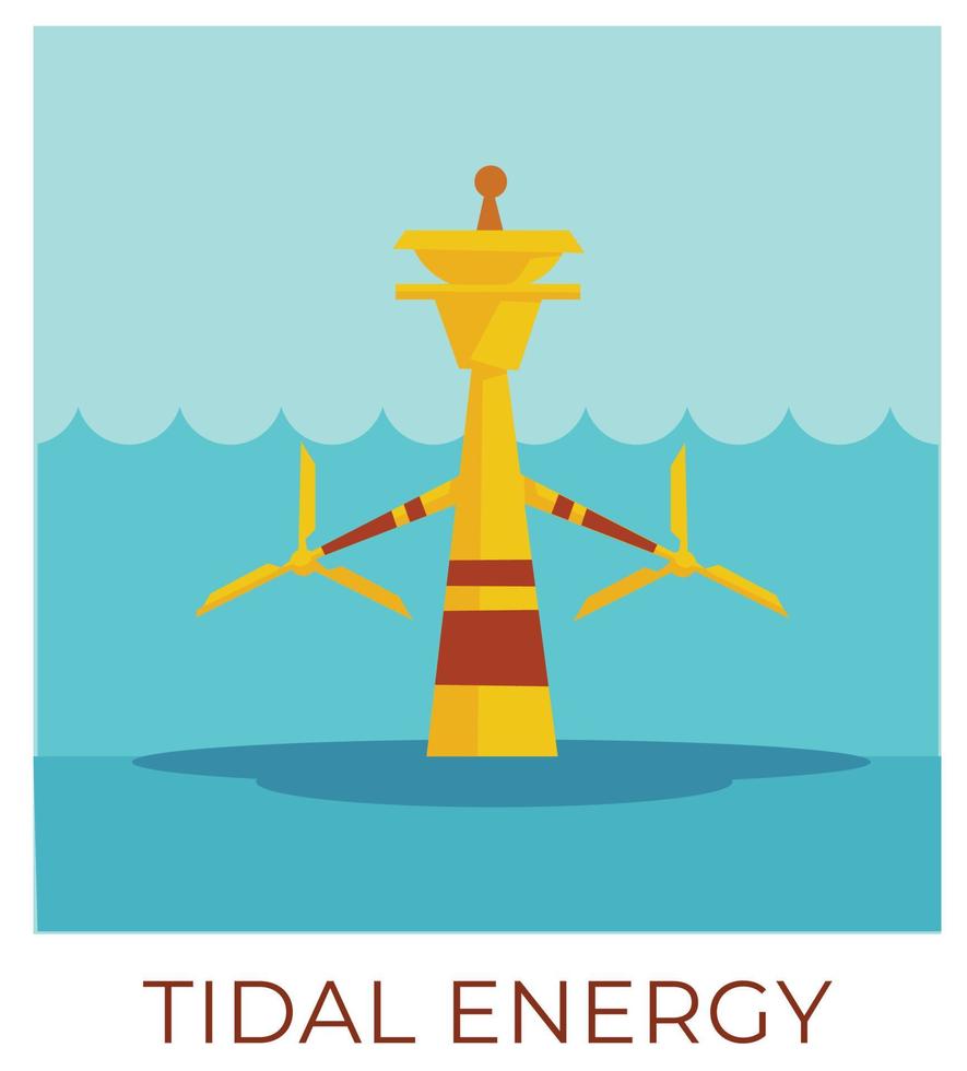 Tidal energy, power plant accumulating natural resources vector