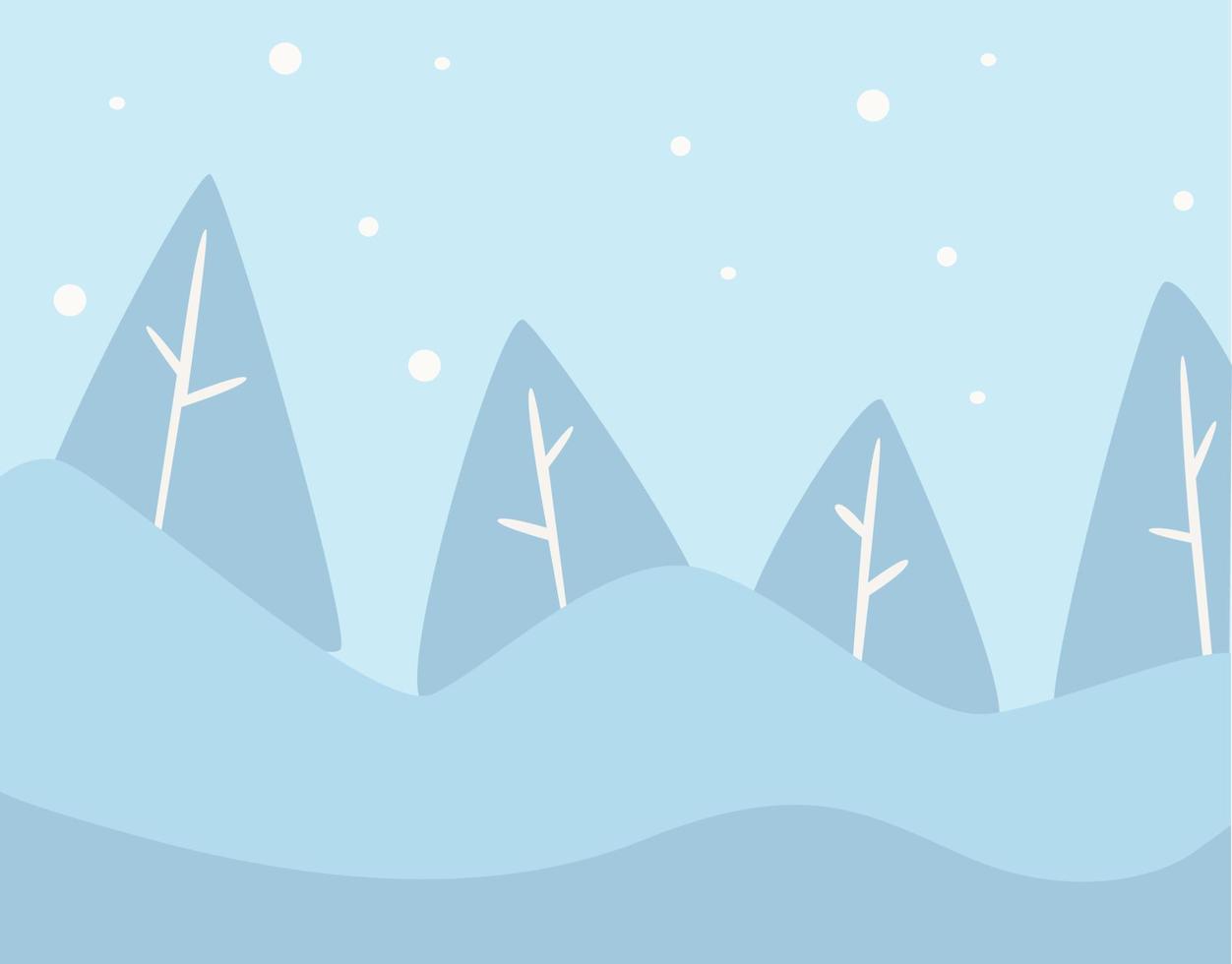 Pine tree winter landscape with snowy hills vector