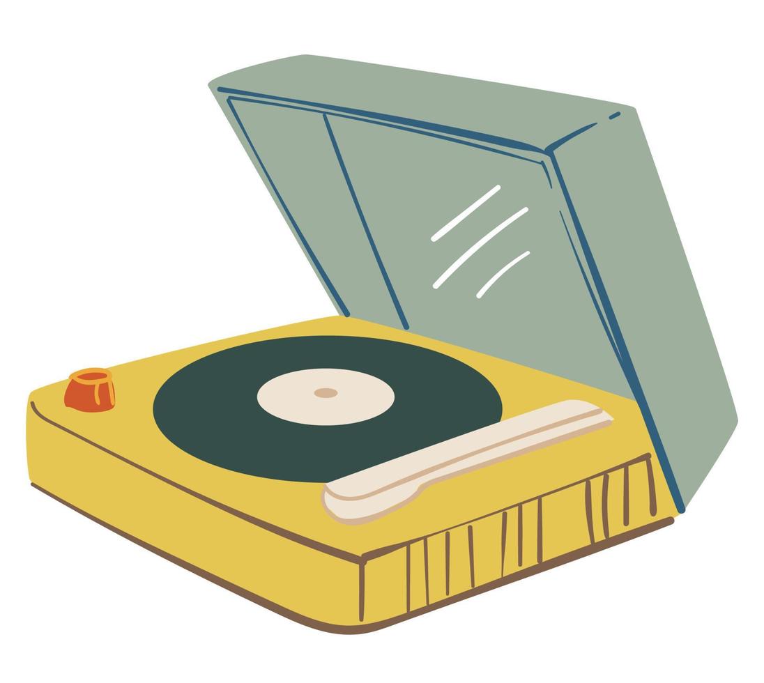 Listening music on vinyl plate with player vector