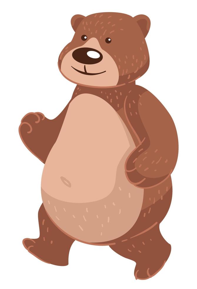 Friendly bear wild animal character, ursus personage vector