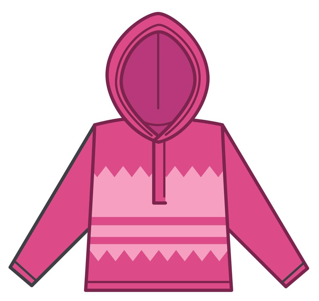 Warm sweatshirt with hood, autumn and winter clothes vector