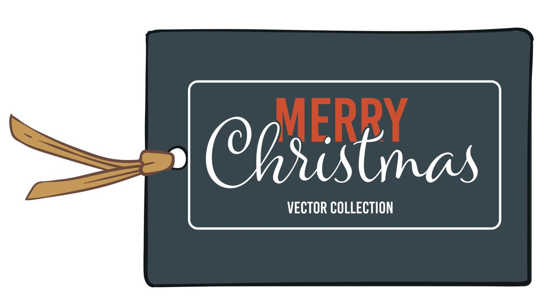 Merry christmas greeting card or tag with thread vector