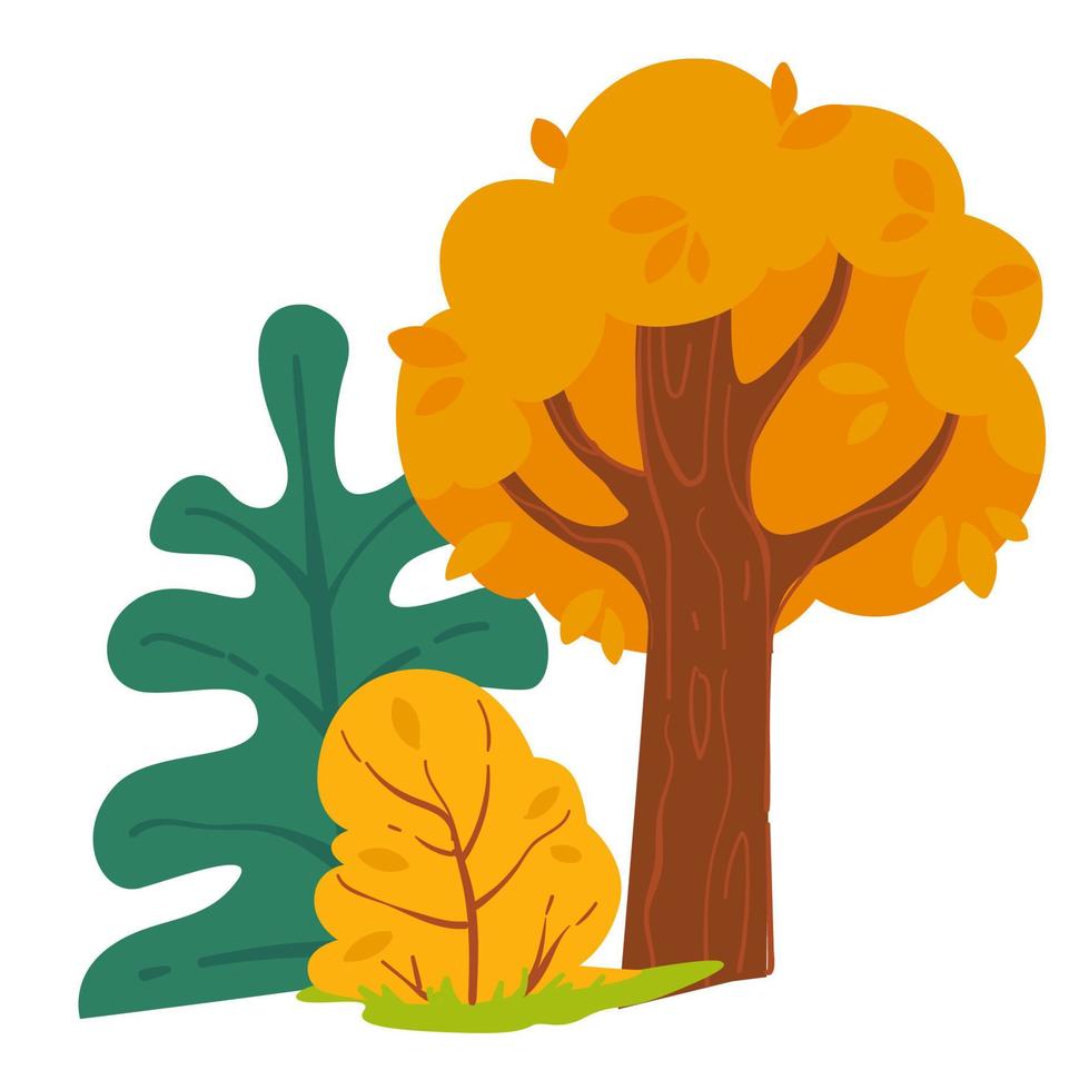 Landscape of trees and bushes, autumn forest view vector
