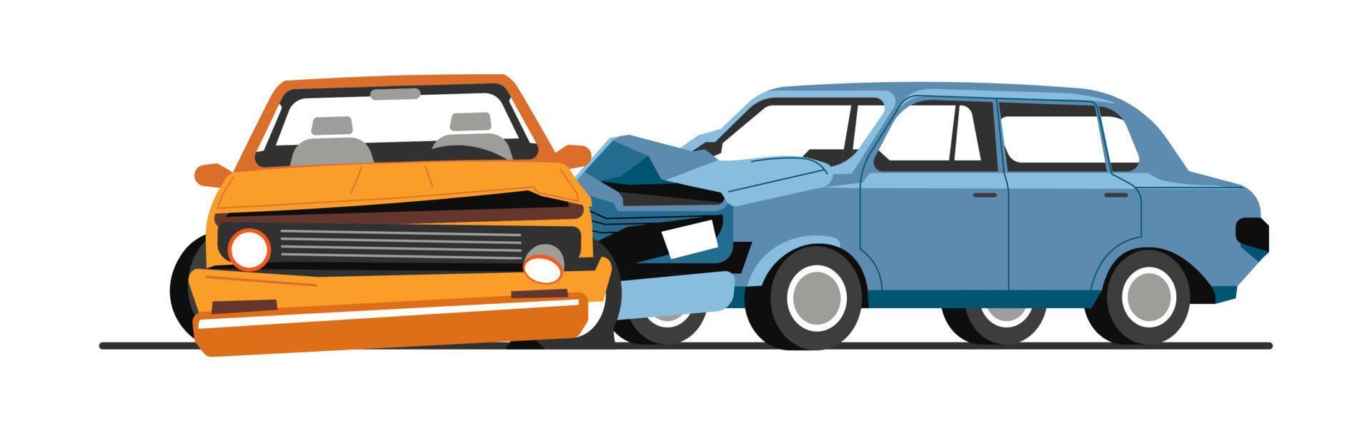 Traffic collision of cars, road accident of vehicles vector