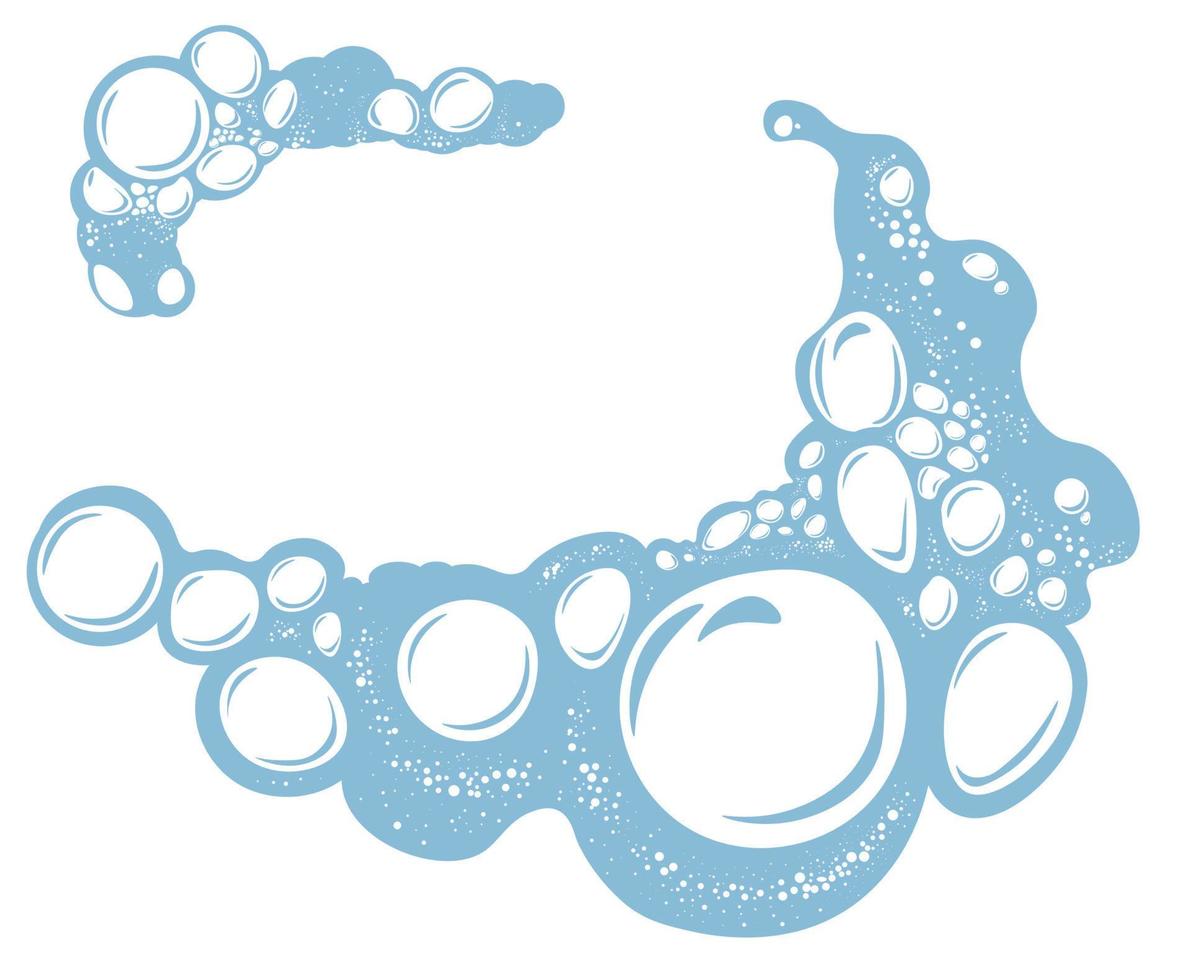 agua espumosa con burbujas, vector de lavado o limpieza