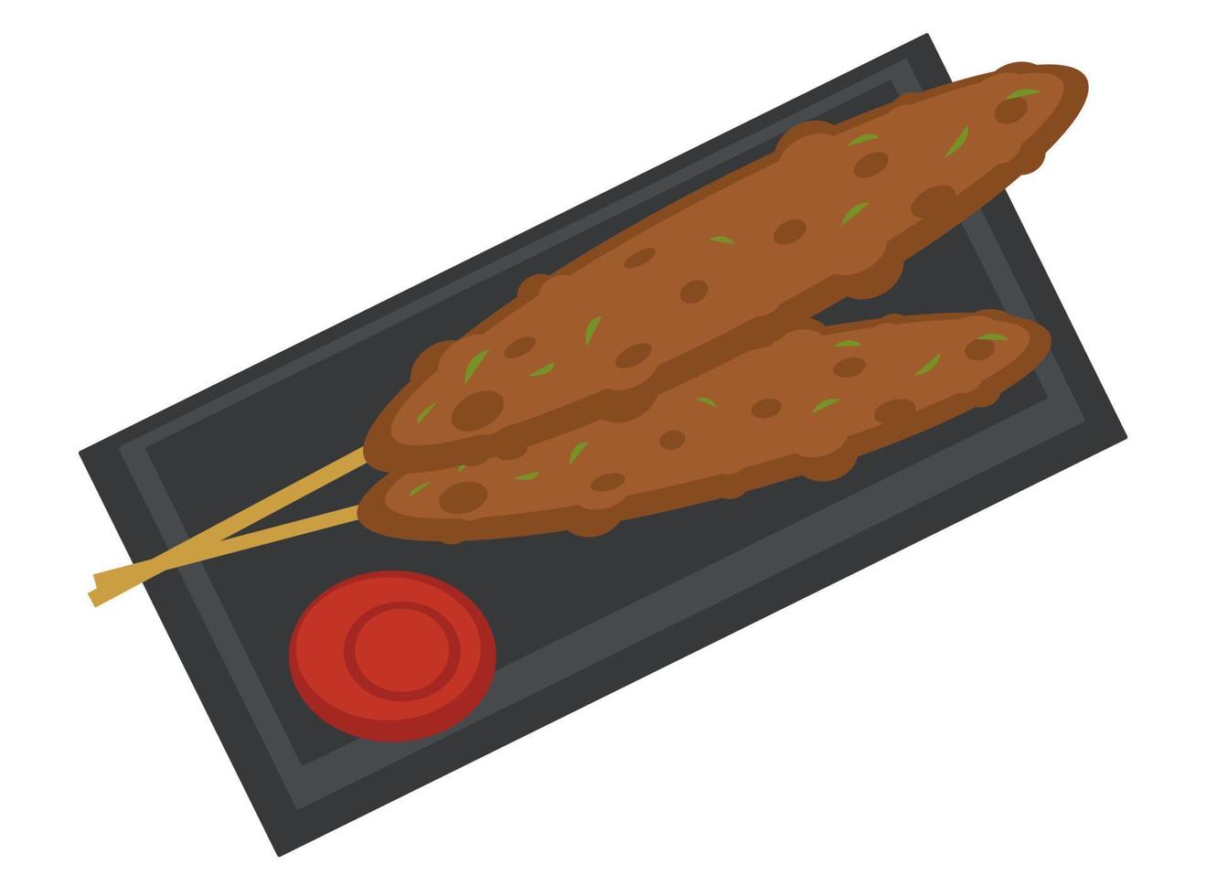 Japanese deep fried meat with ketchup sauce vector