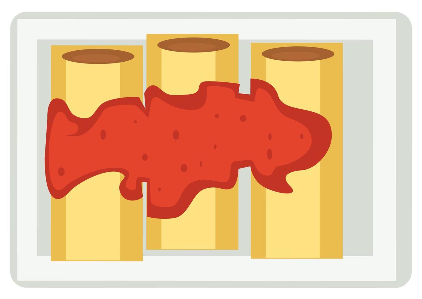 Pancake rolls with sweet jam or caviar on top vector