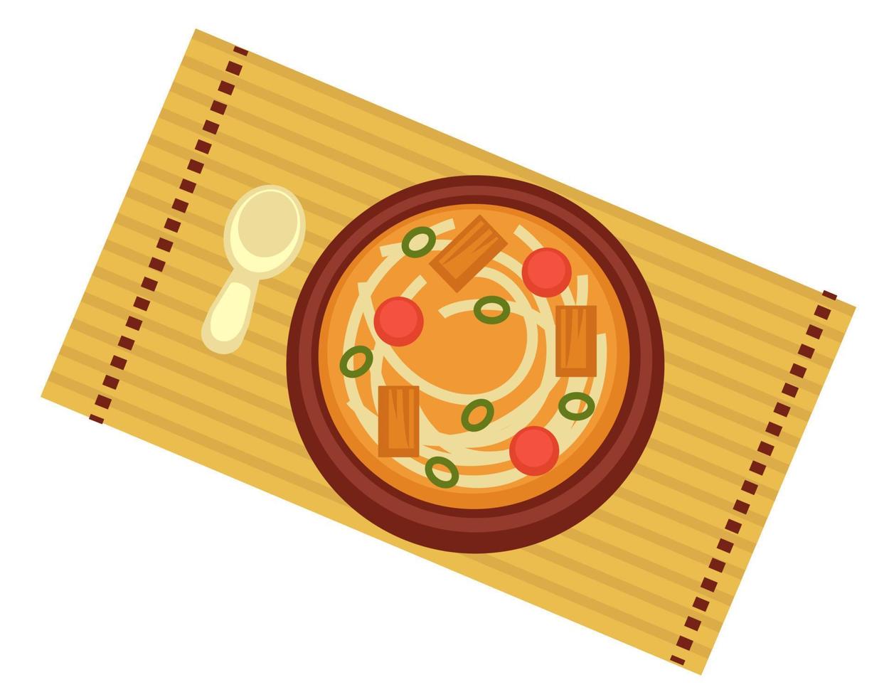 tazón con sopa de ramen con fideos, cocina china vector