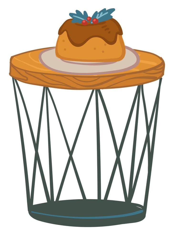 Contemporary table with delicious cake for xmas vector