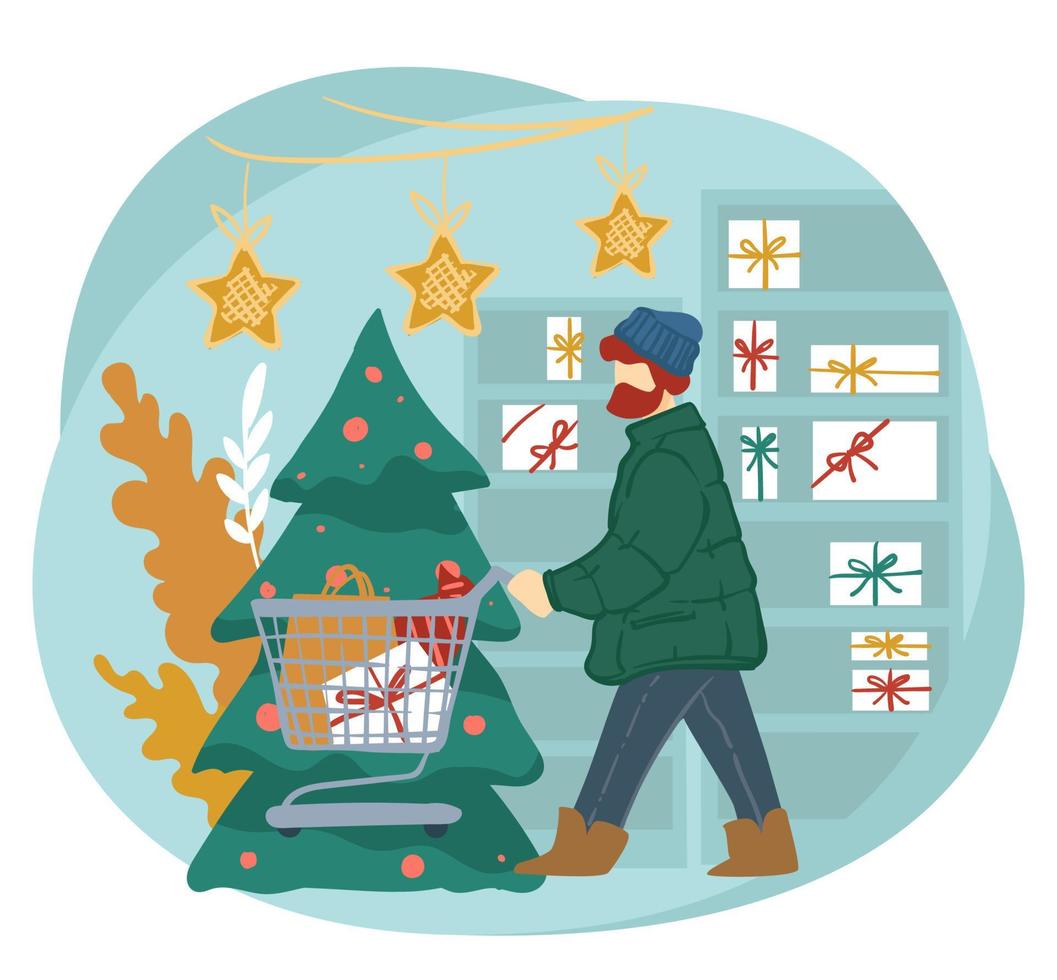 Christmas holiday preparation, an buying presents vector