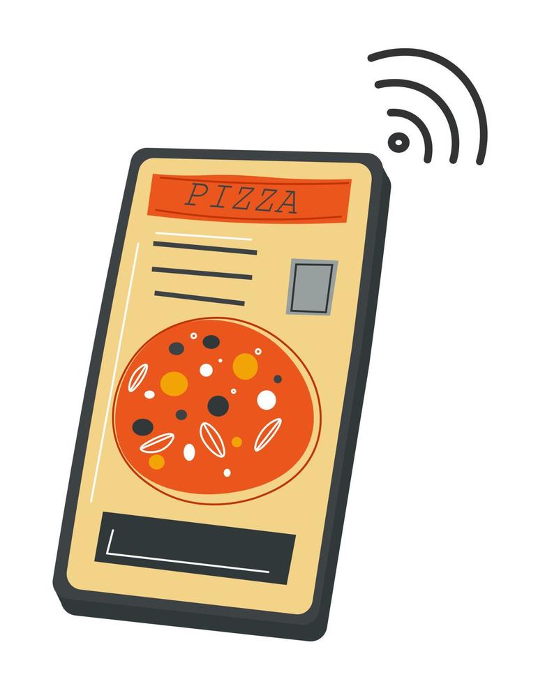 Pizzeria phone application with menu and prices vector