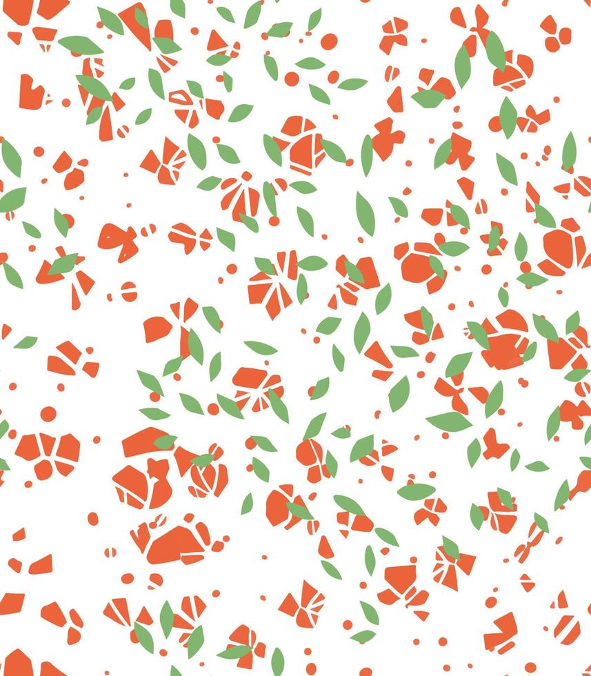 Abstract blooming and foliage seamless pattern, flowering ornament vector