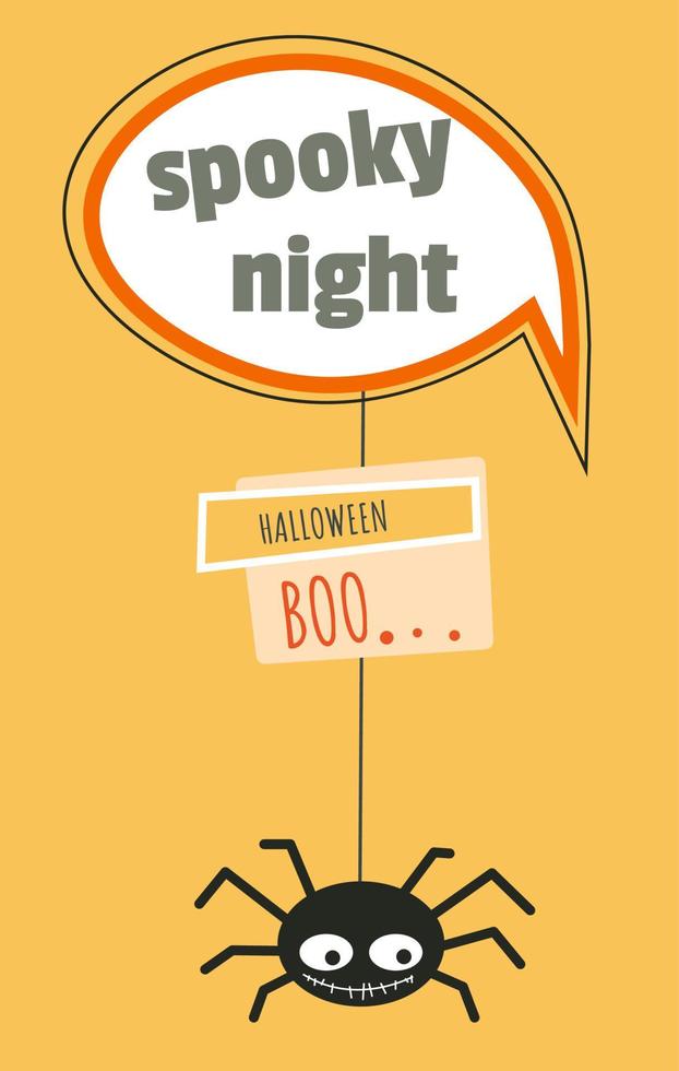 fiesta de halloween de noche espeluznante, vector de celebración de vacaciones de otoño