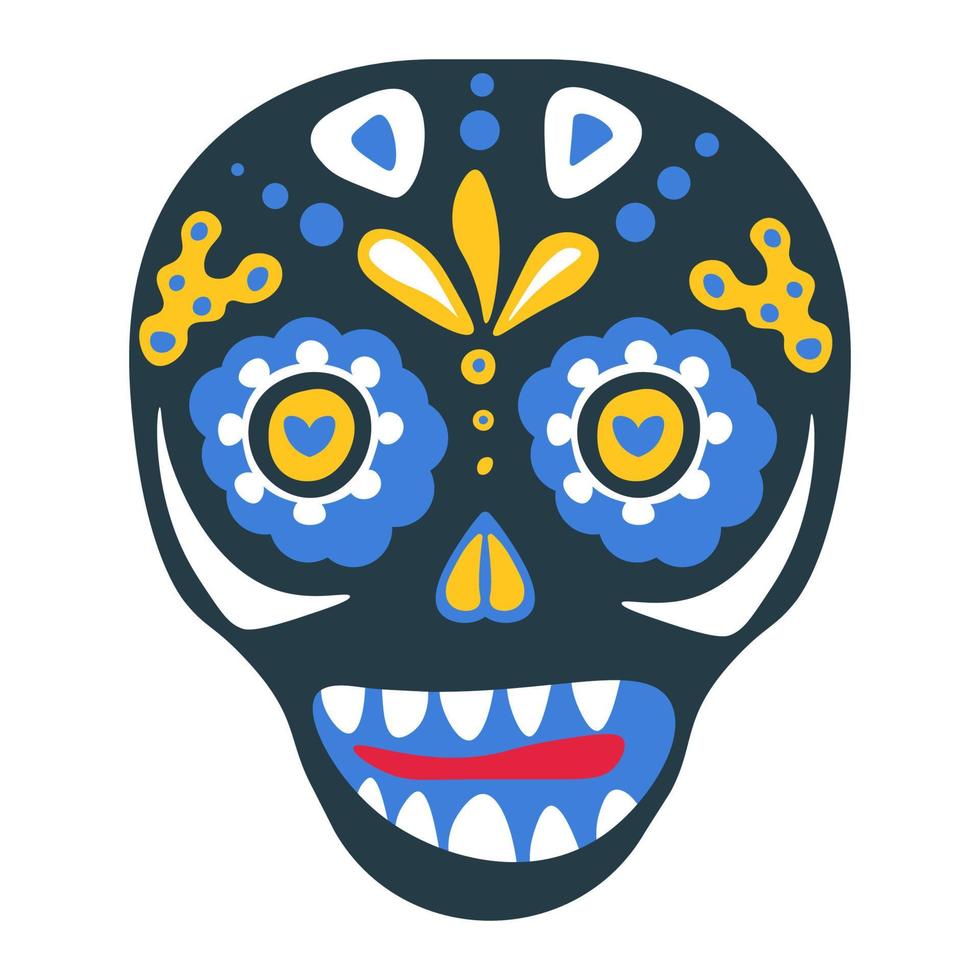 Skull with make up ornaments and decorative flora vector