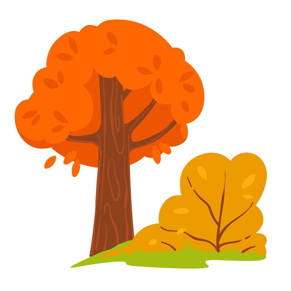 Autumn forest or park landscape, trees with yellow leaves vector