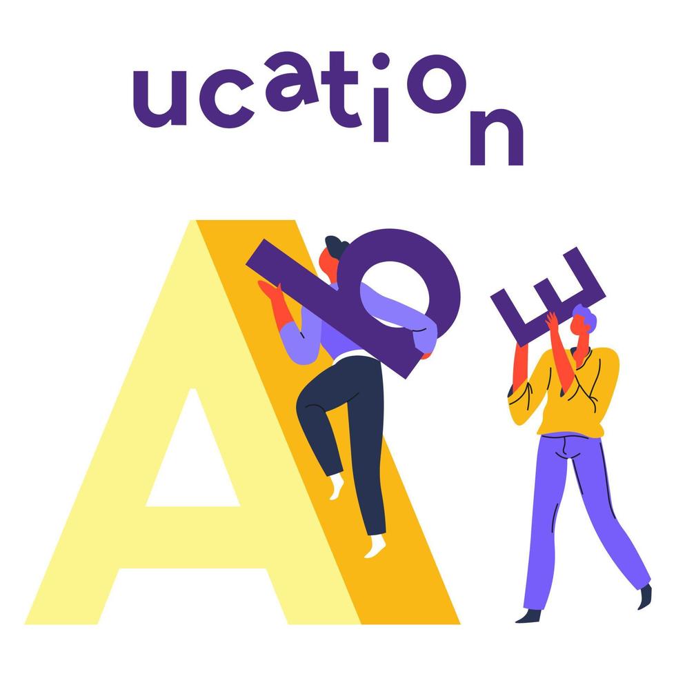 Education and obtaining knowledge, students learning in university vector