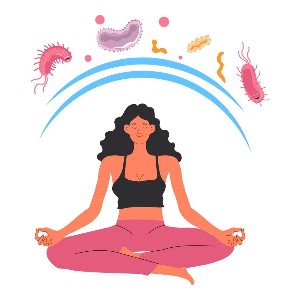 Strengthening immune system by meditating, protection from viruses vector