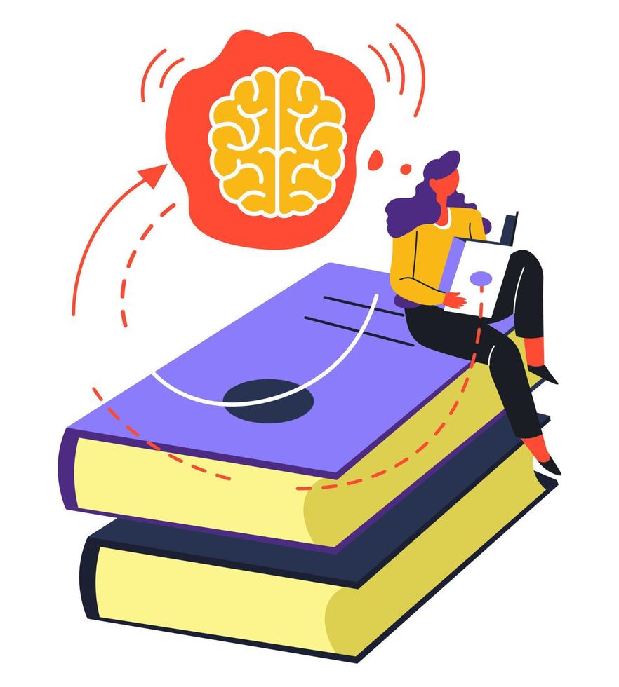 Self education and knowledge obtaining by reading books vector