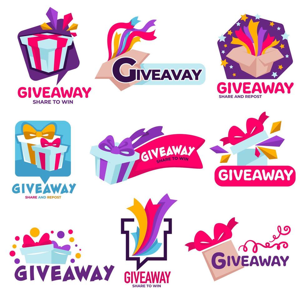 Giveaway banner for social media contests, presents for followers vector
