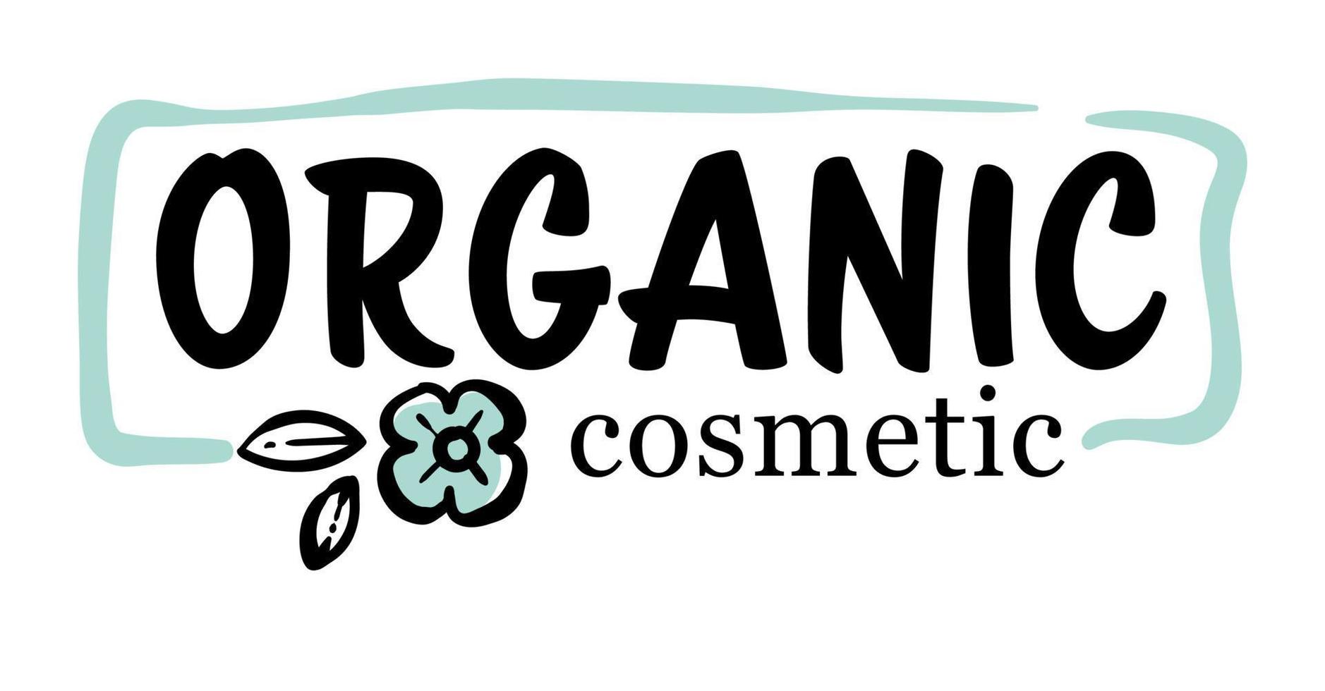 etiqueta o insignia de producción de cosméticos orgánicos, emblema para productos ecológicos vector