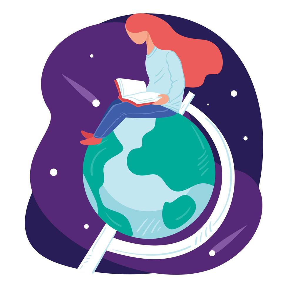 Student learning geography and astronomy in university vector