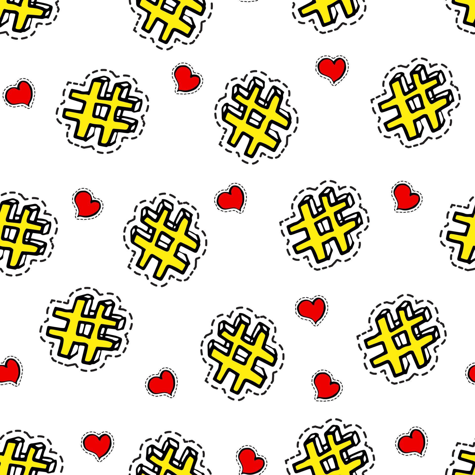 Hashtags and hearts seamless pattern, social media symbol 19500328