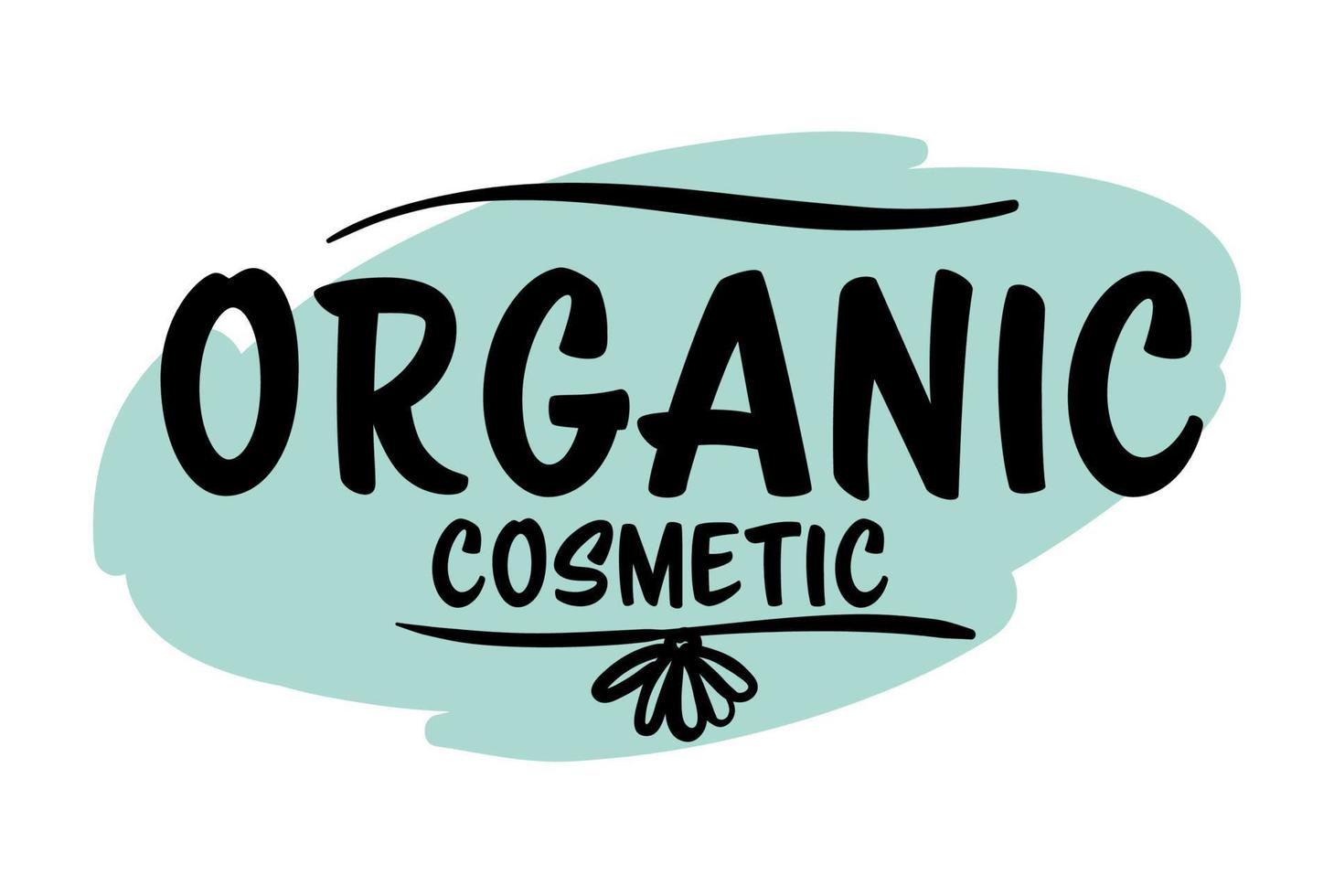 Organic cosmetic label or product emblem with flower vector