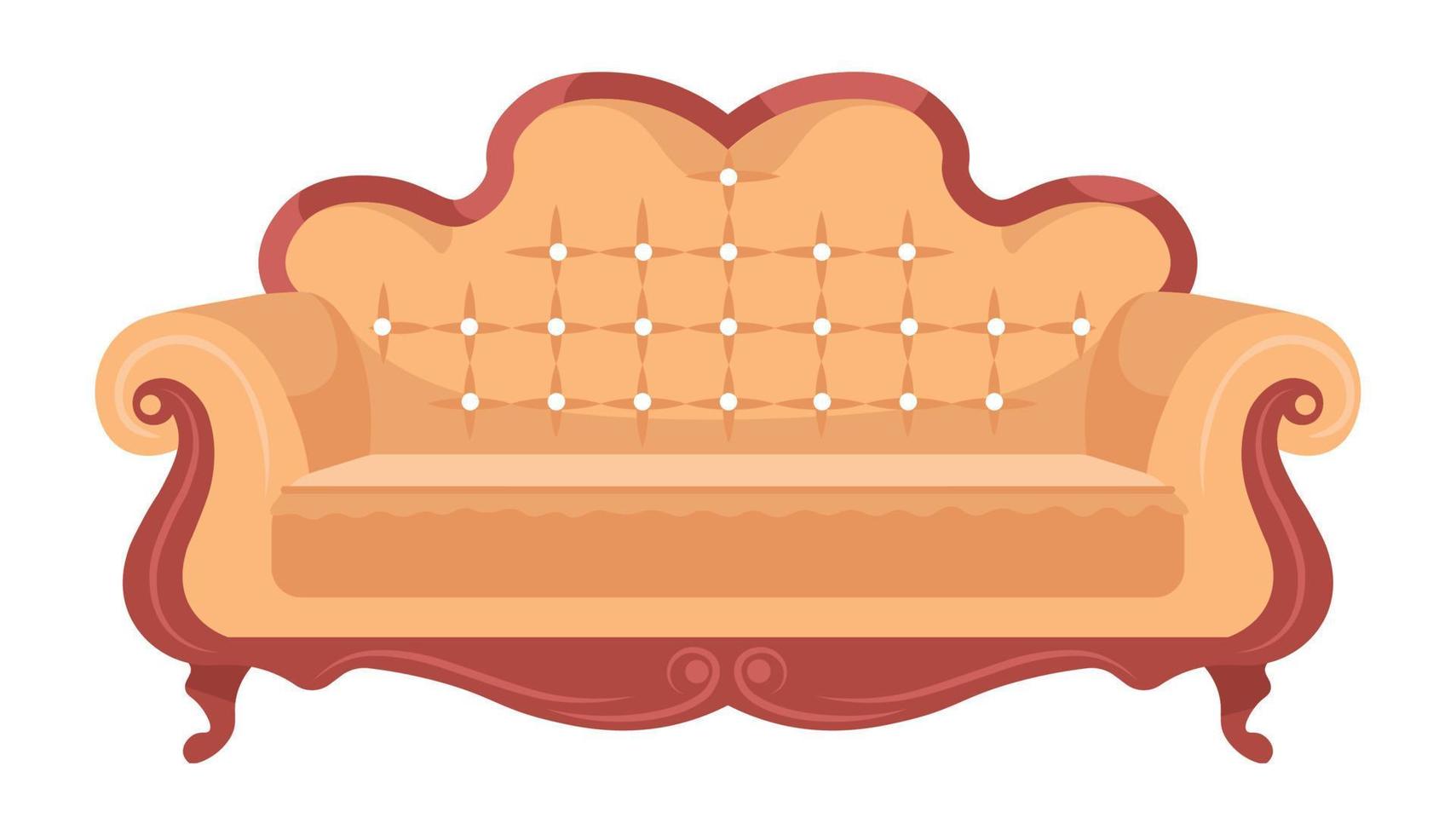 Retro or antique sofa, vintage furniture for home vector