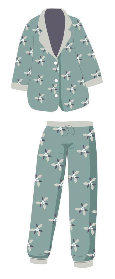 Trendy pajama set of trousers and shirt, unisex sleepwear vector