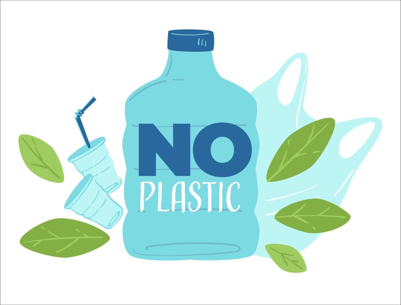 No plastic, zero waste and saving planet from garbage vector