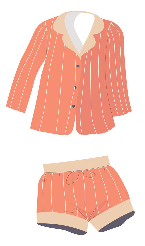 Pajama set of shorts and tshirt, unisex sleepwear vector