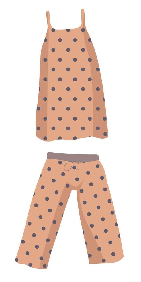 Pajama set with pants and top, female sleepwear vector
