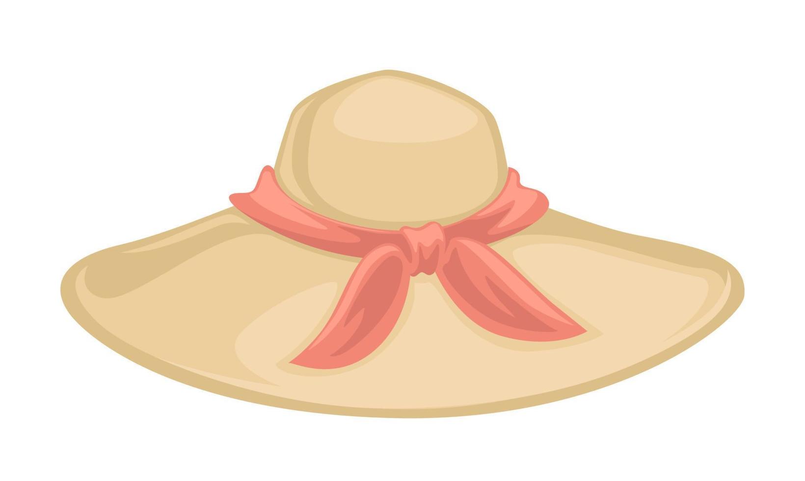 Classic hat with ribbon bow, fashionable women accessory vector