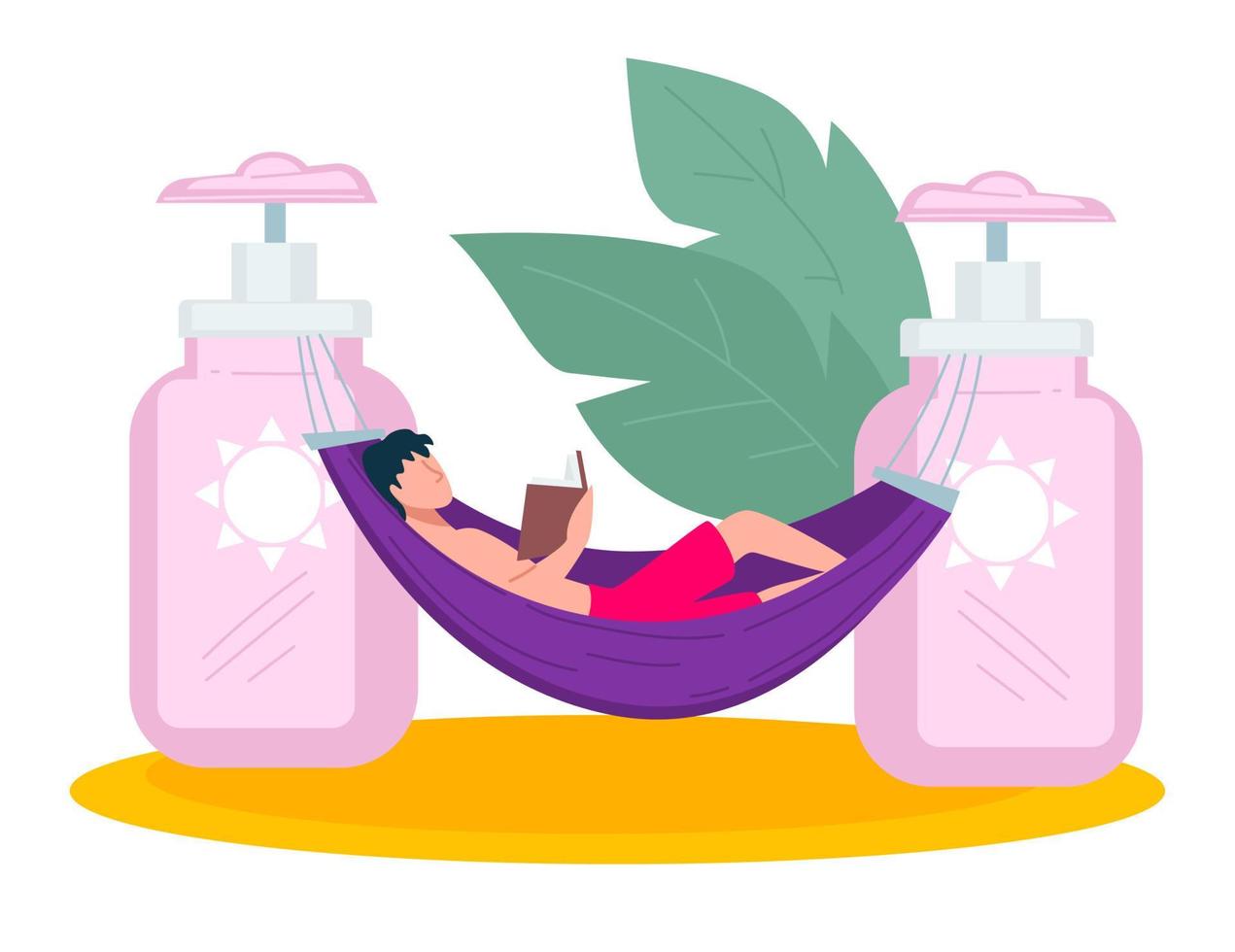 Skin care in summer, sunscreen cream for body protection vector
