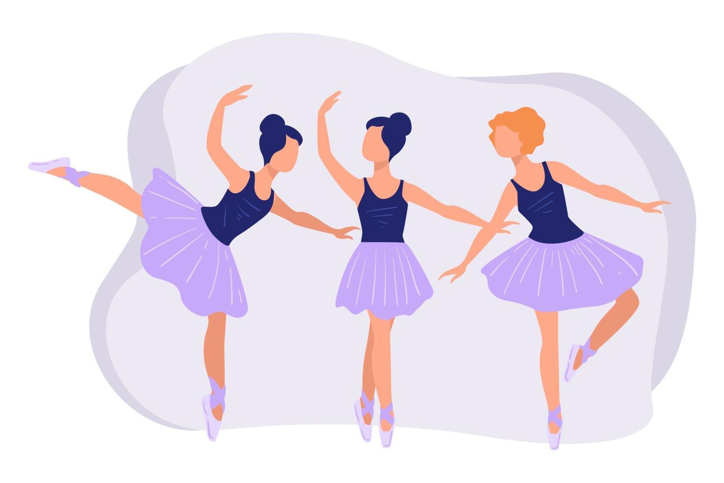 Female ballet dancers practicing, preparing for stage performance vector