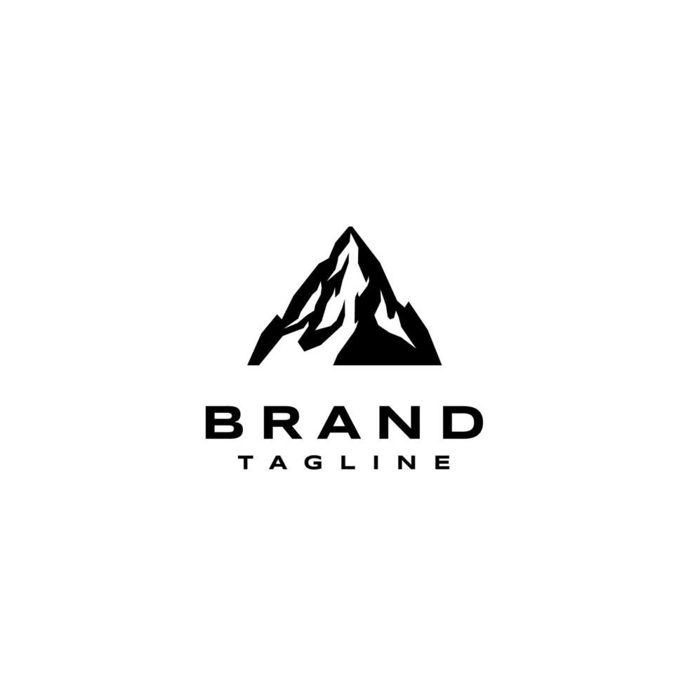 la silueta máxima del diseño del logo de la montaña. diseño de logotipo sobre una aventura salvaje que genera adrenalina ilustrada con picos montañosos valientes y desafiantes. vector