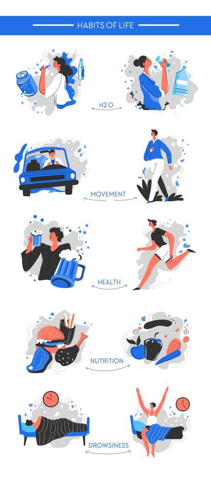 Changing bad habits of life, healthy and active lifestyle vector